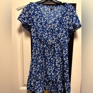 SHEIN Blue Floral Midi Dress